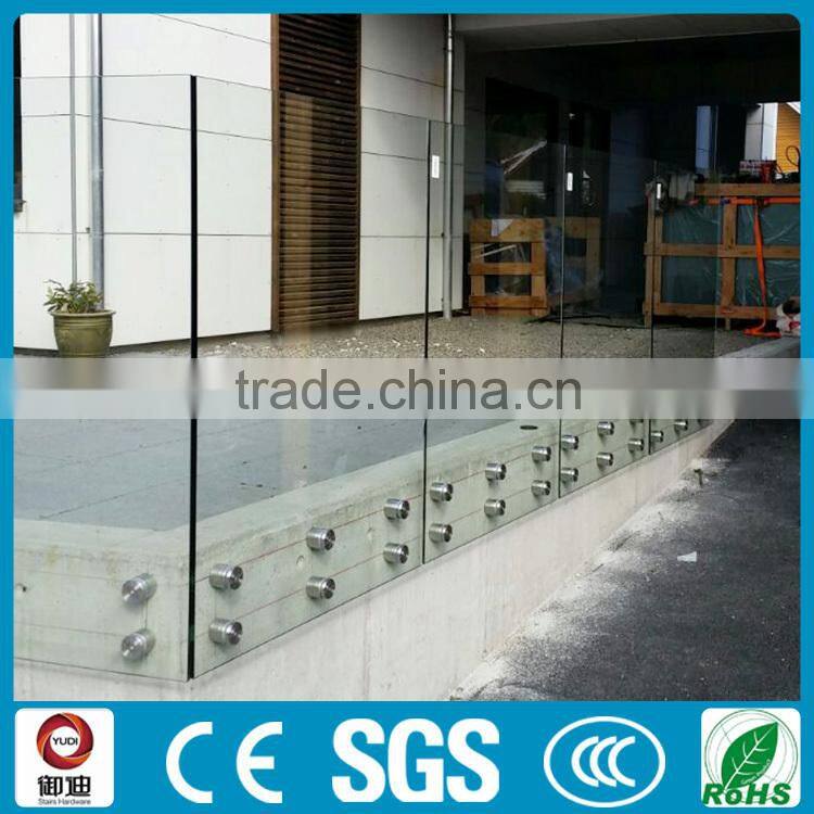 stainless steel exterior glass railing with standoff
