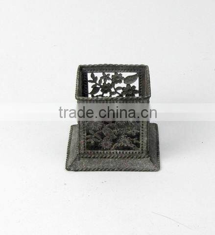 100101MC-engraved square metal candle holder