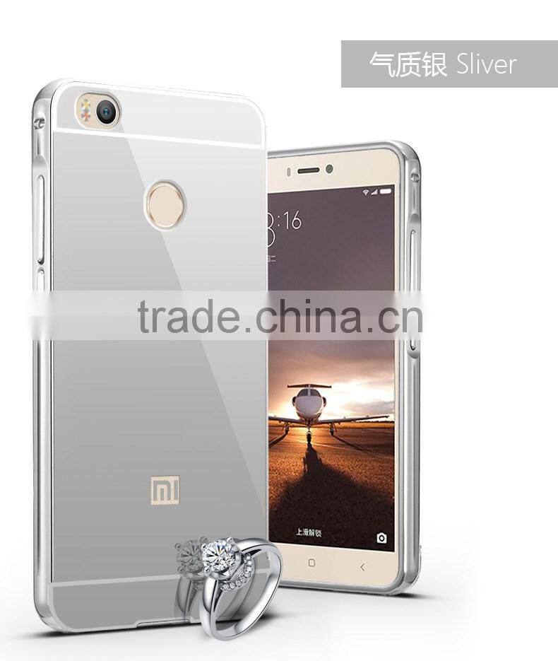 Aluminum Metal Bumper And Mirror PC Back Phone Case Cover For Xiaomi MI 5 For Mi 4S