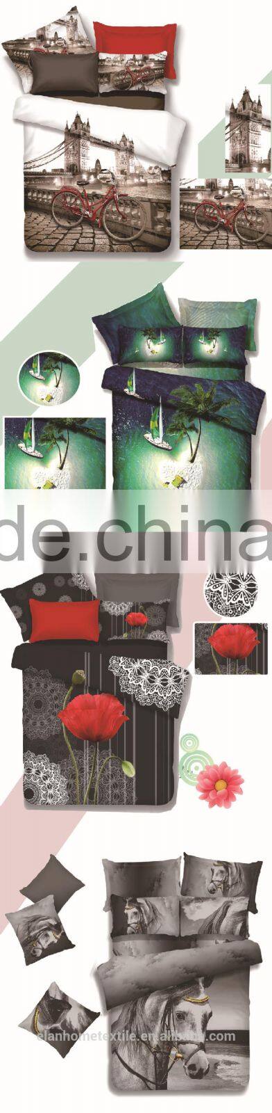 100% cotton reactive printed wholesale 3D quilt cover set