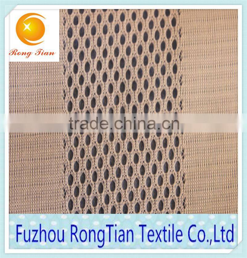 Knit polyester thin big mesh stripe fabric for curtain
