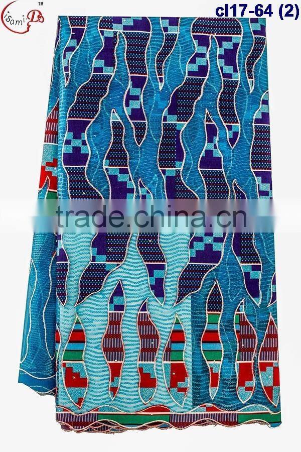 CL17-64 hot sale fashion new design embroidered tulle lace plus wax with stone for making wedding dress or cloth net lace