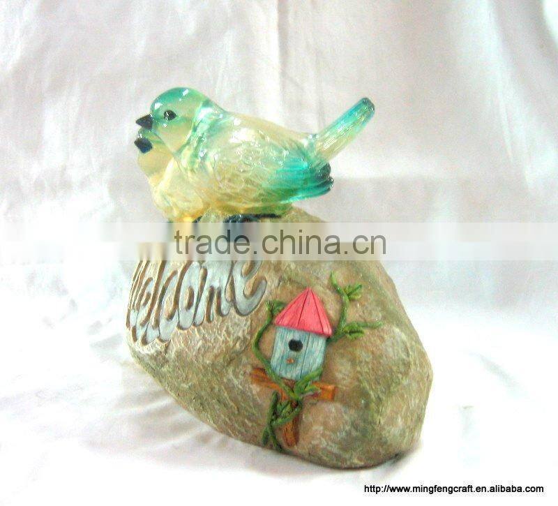 Polyresin Bird Solar Light For Garden Decoration Craft