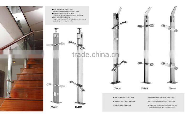 Balcony modern design glass stair railing aluminum decorative railing