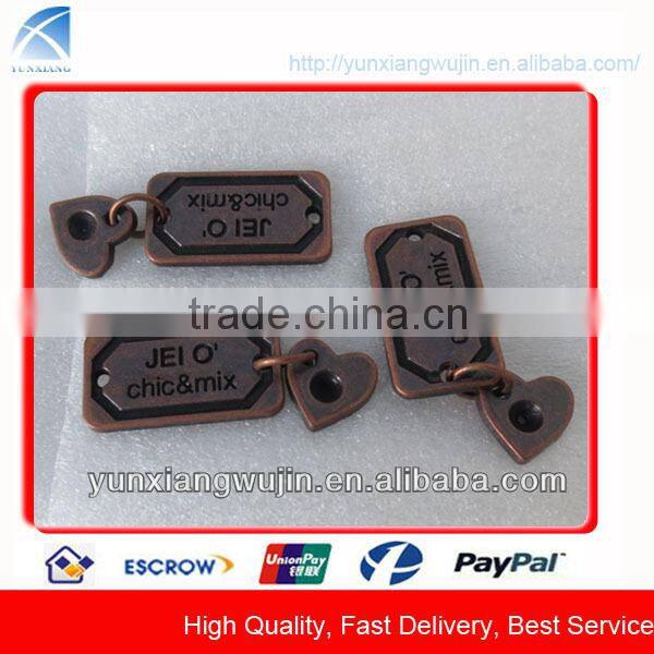 CD5717 Custom Copper Plating Metal Label Plates for Jeans, Bags