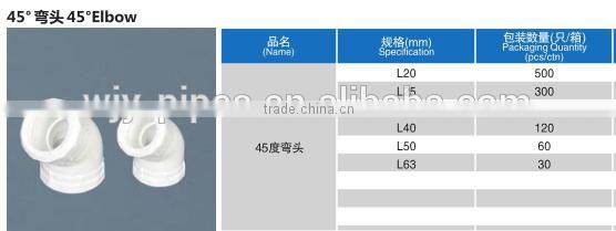 green color High Quality ppr fitting 45 degree elbow