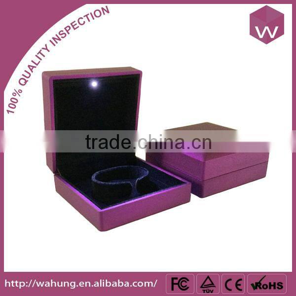 Square Purple Bangle Bracelet Packaging Box With Led Light