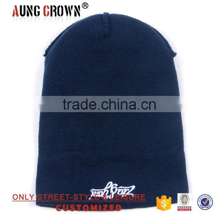 top quality custom knit beanie pom/top pom cuffed beanie/3d beanie