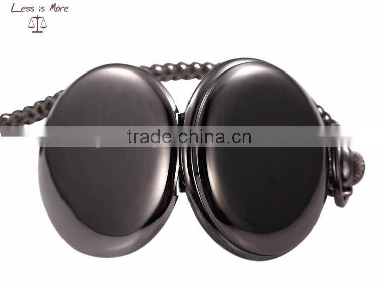 wholesale elegant glossy glod silver and black pocket watch necklace