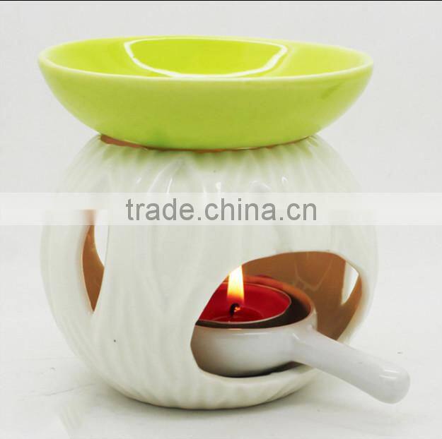 Unique shape ceramic aroma burner with bright color glaze