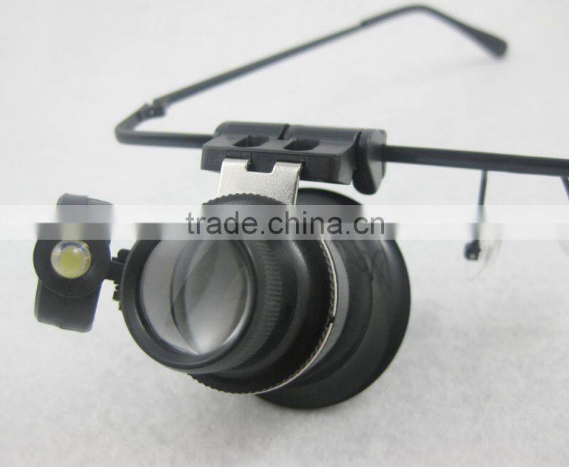 High quality Optical lens 2 LED Glasses Magnifier wholesale for repairing ,working,reading