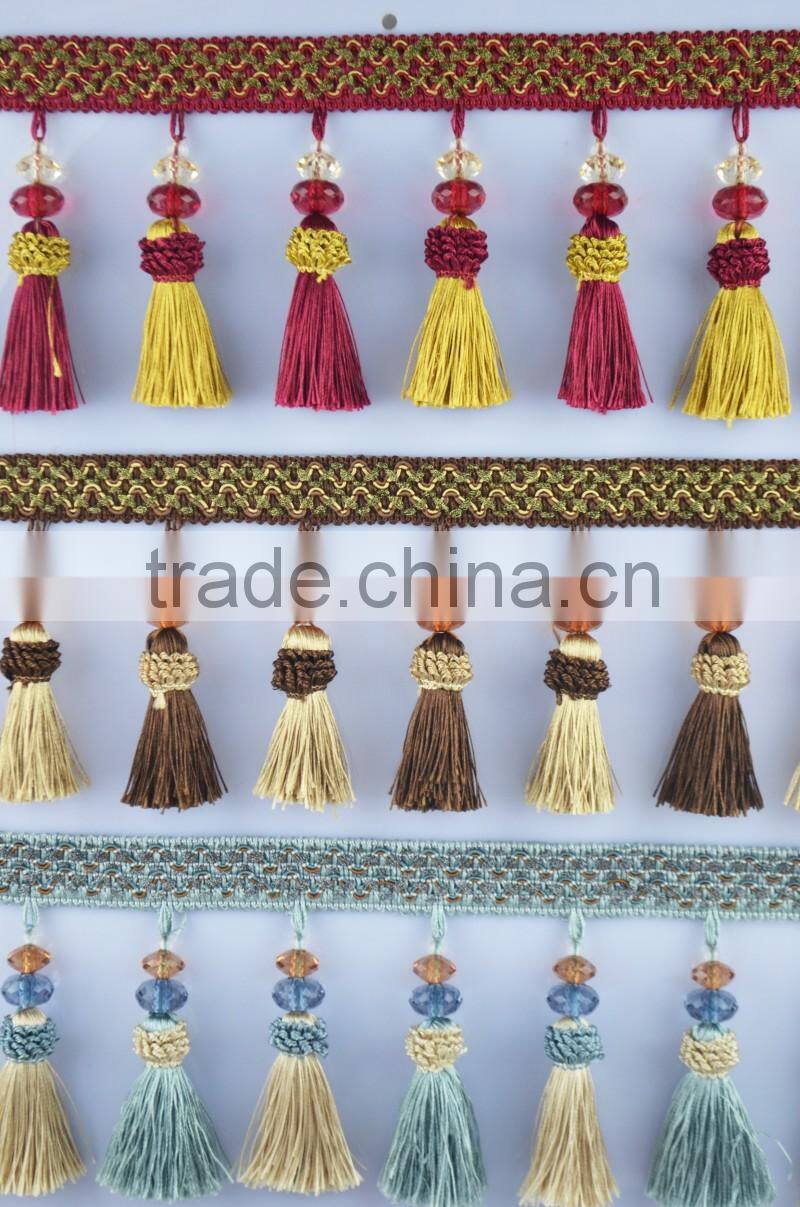 double color polyester curtain tassel fringe,tassels and trimmings