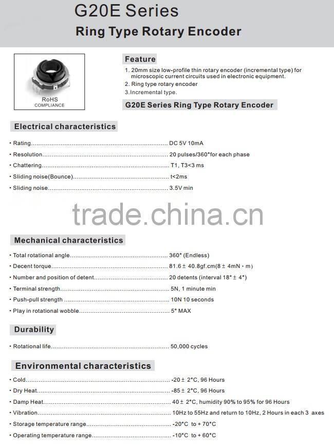 G20E series Ring Type Encoder Miniature and highly accurate contact type encoder