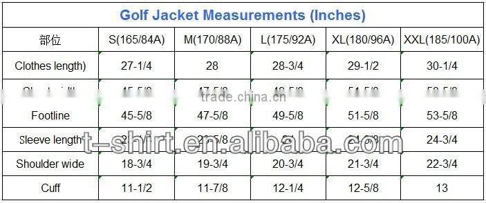 Customized Nylon Waterproof material Men's Long sleeves Golf Jacket