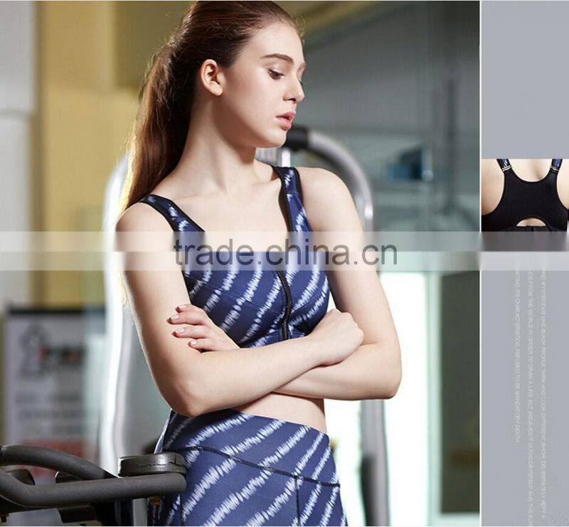 customized zipper women push up sexy sport fitness bra