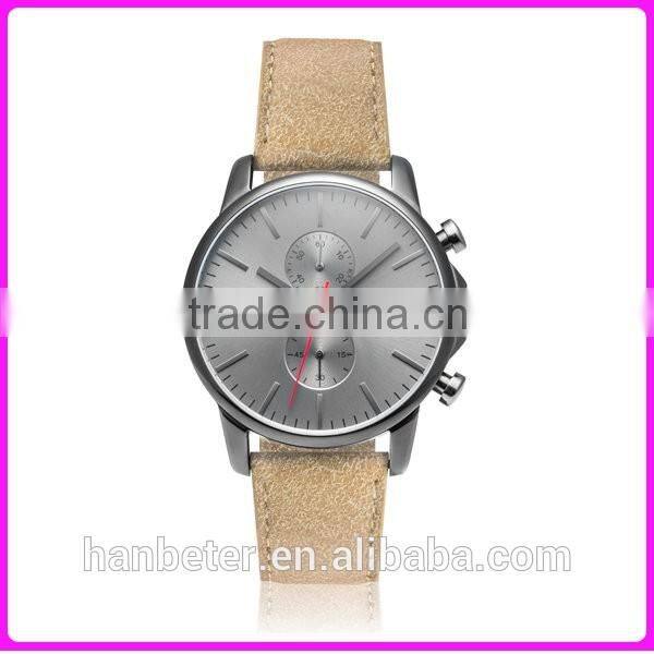 Vogue slim chronograph custom logo mens watches with calf leather strap