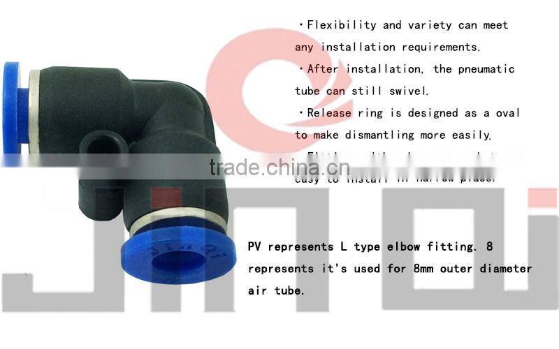 made in china pneumatic elbow PU pipe plastic fitting