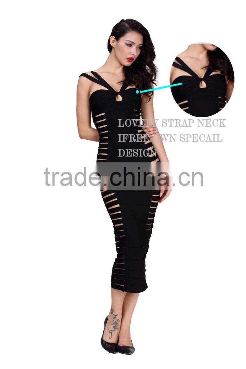 newest most popular sexy strap hollow out bodycon good strect one piece bandage women wear