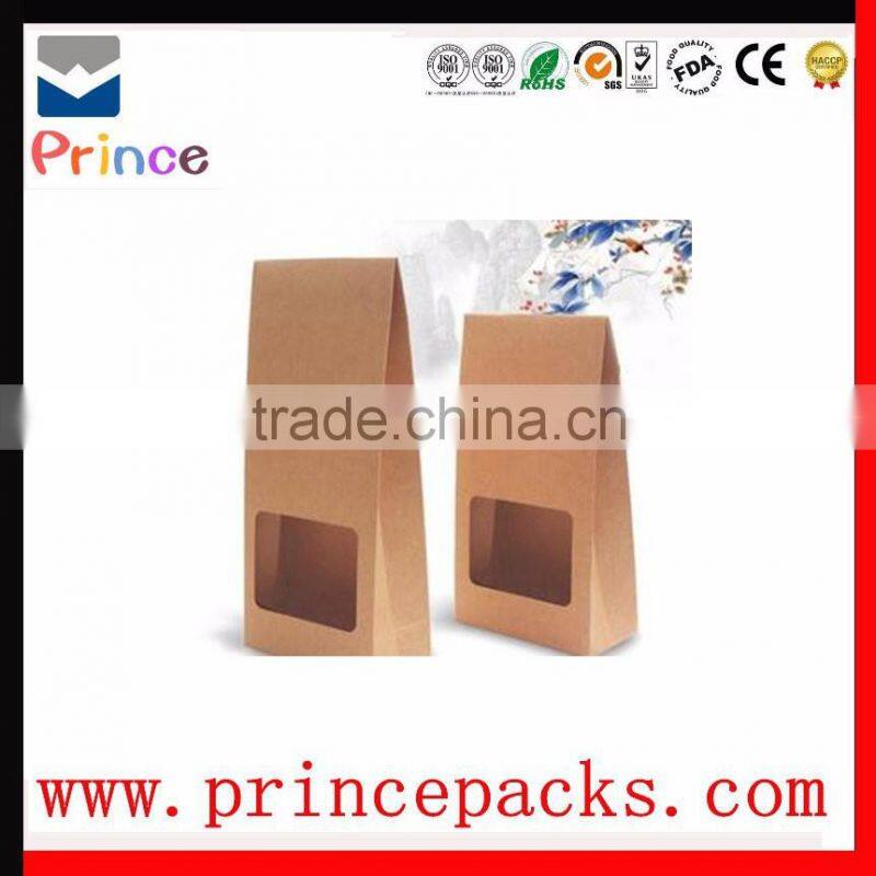 Custom printed stand up Kraft paper bags flat bottom pouch