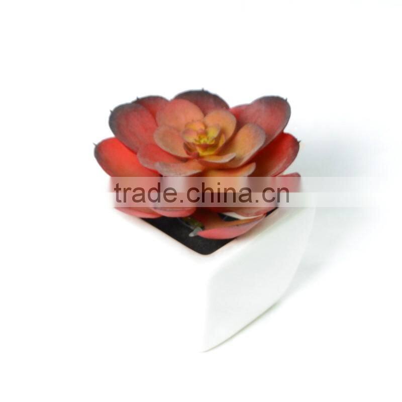 10cm Artificial Succulent with dark red in Ceramic pot