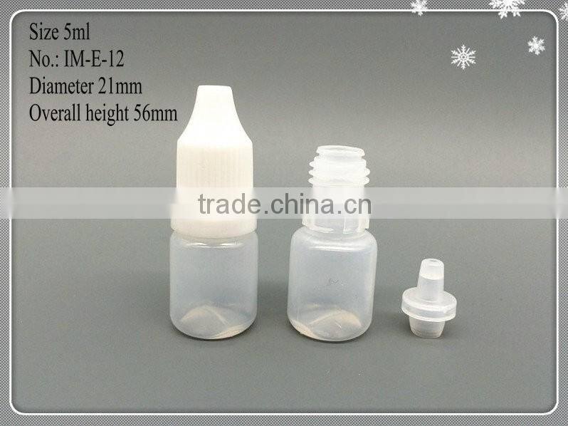 5ml LDPE dropper bottles with tamper proof cap, 5ml e-cig dropper bottles with white cap for e-cigarette oil