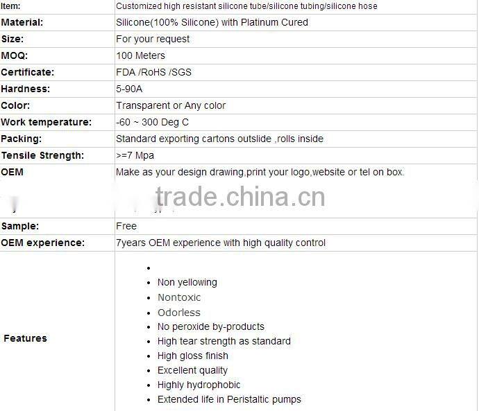 3mm High Temperature Silicone Rubber Vacuum Hose/Pipe/Tube
