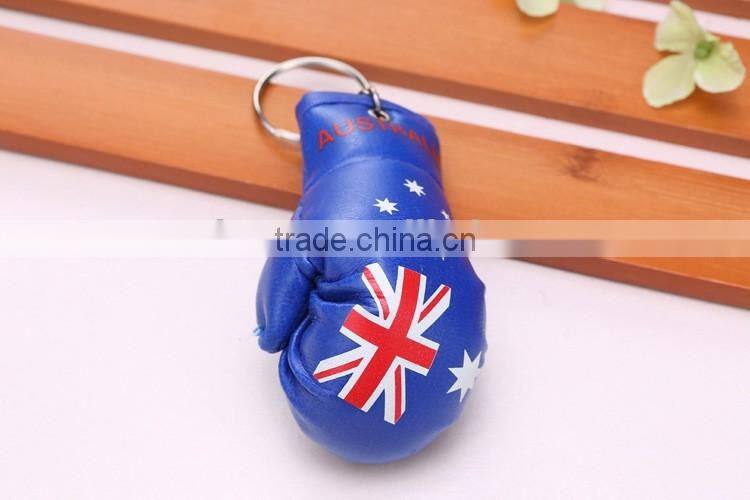 wholesale hot sell PVC leather Brazil flag boxing glove keychain/Brazilian flag boxing glove keyring
