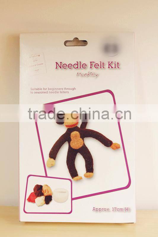 2016new DIY craft kit for lovely cute Monkey dry needle felting kit