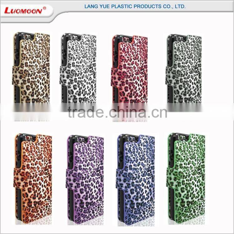 two card slot separable leopard pu leather flip cover case for lg magna g4 stylus
