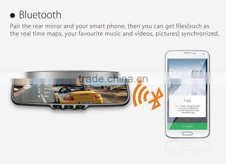 android gps mirror with bluetooth dual camera 1080p car dvr rearview, rear view mirror dash cam