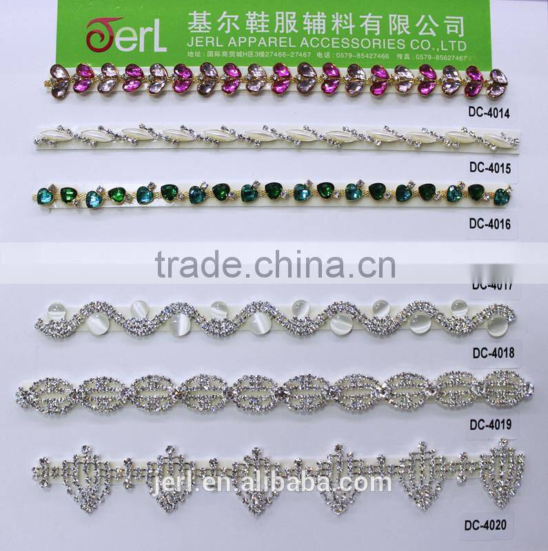 2016 fashion jewelry crystal stone resin beaded rhinestone chain trimming for dress
