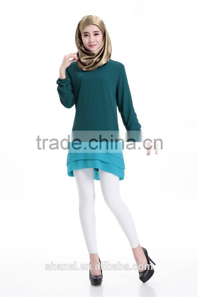 latest design muslim women long tops blouse islamic clothing Malaysia chiffon tops