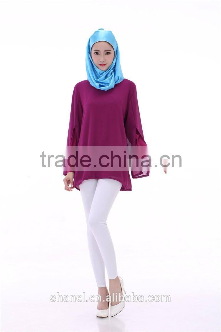 2016 latest design chiffon muslim women tops islamic tops blouse