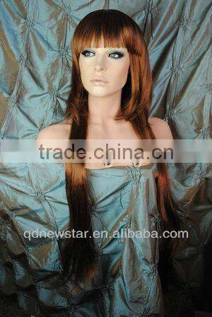 Brown color bob long Synthetic lace front Wig drop shipping factory price