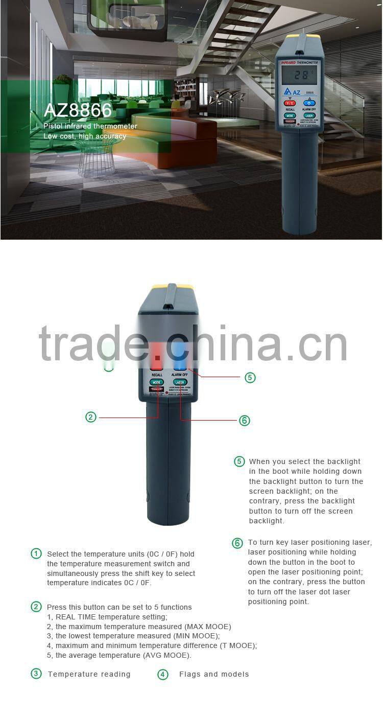 Portable Digital Infrared Temperature Detector AZ8866 Food Laser Thermometer Gun