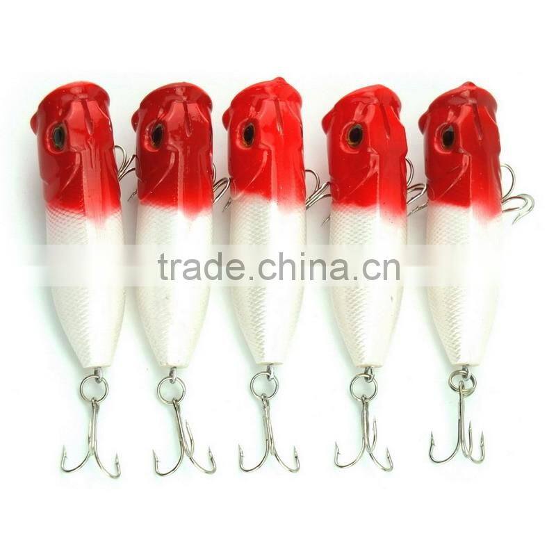 5pcs Plastic Popper Fishing Lures Bass CrankBaits Hooks Tackle 6.5cm/11.8g