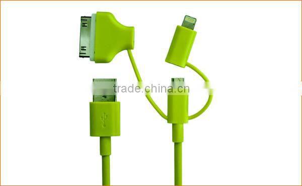 Mfi certified 2.4A fast charge 3 in 1 Combo charging usb Cable for devices