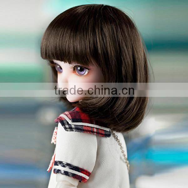 new arrival short silky straight dark brown doll wig with bangs/fringe