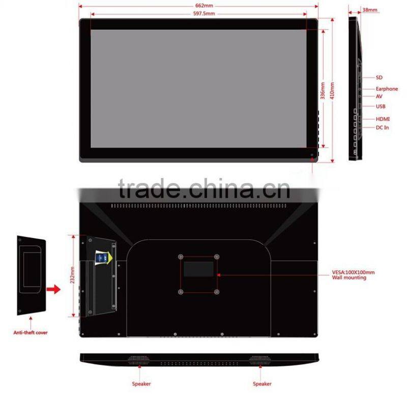 27" Size and Video Playback Function Advertising Display