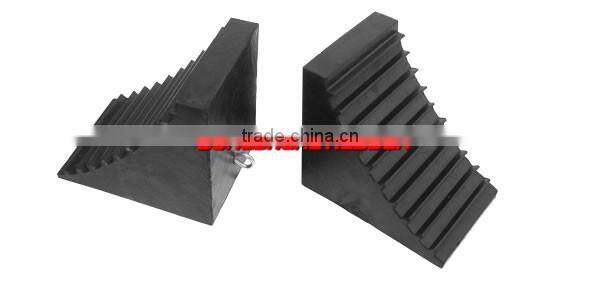 Automotive Wheel Chock with Pull Rope attached.