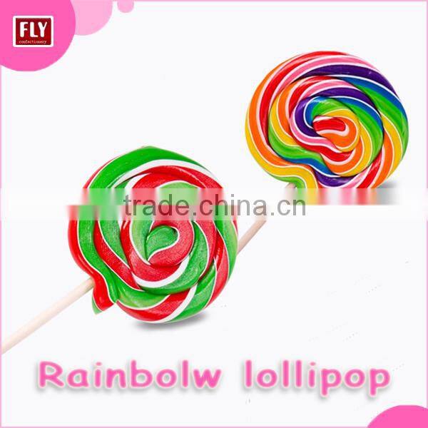 Christmas Decoration Candy , Colorful Swirl Flat Lollipops