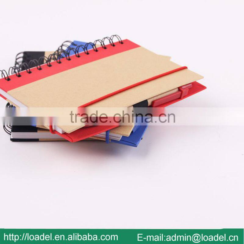 Cheap bulk kraft notebook,recycled kraft paper notebook with pen