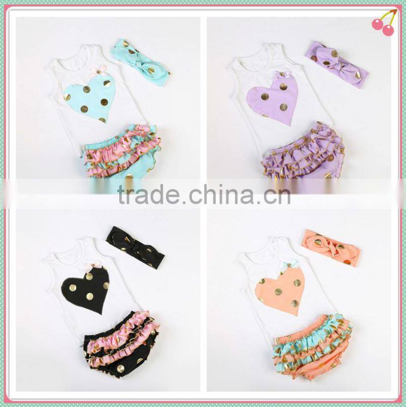 Baby new design ruffle pants baby panties bloomer wholesale price gold polka dot design
