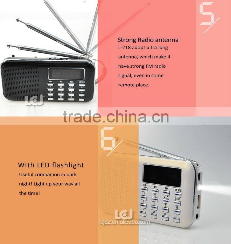 L-218 Hot sale MP3 FM radio player with mp3 player and speaker