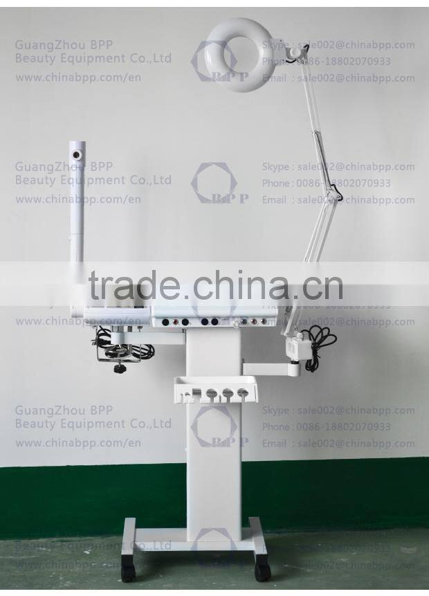 Hot selling 11 in1 multifunction skin analyzer magnifier+ultrasonic+skin polishing machine
