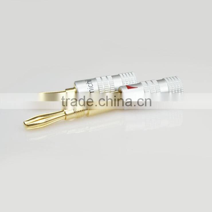 4mm For Nakamichi Speaker Banana Plugs 24K Gold plated Adapter Connector Socket Audio Jack Screw Black Red