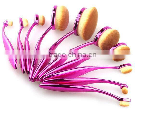 New Hot Sale10pcs Makeup Brushes Set Eyeshadow Foundation Blush Cosmetic Brush Rose Red Fashionable Oval Makeup Brush Tools