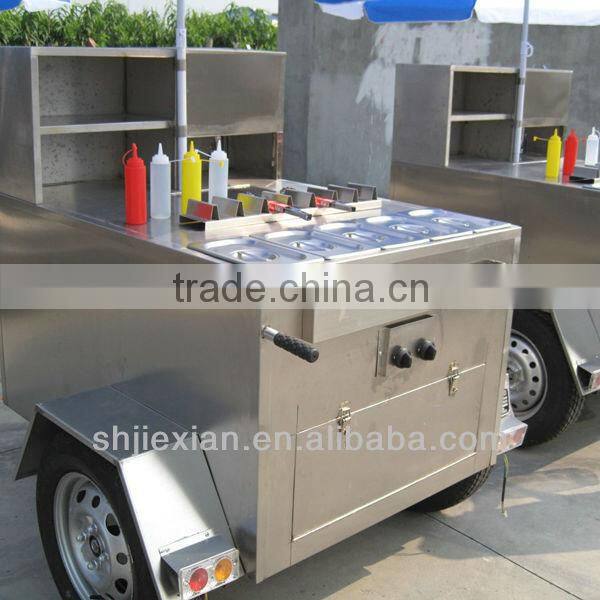 JX-HS120D New model mobile hot dog trailer for sale gas hot dog trailer with high quality cheap hot dog trailer hand pushing