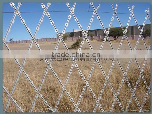 China metal enclosure grills high security square hole razor mesh panels road field fence wire dividers with sharp razor