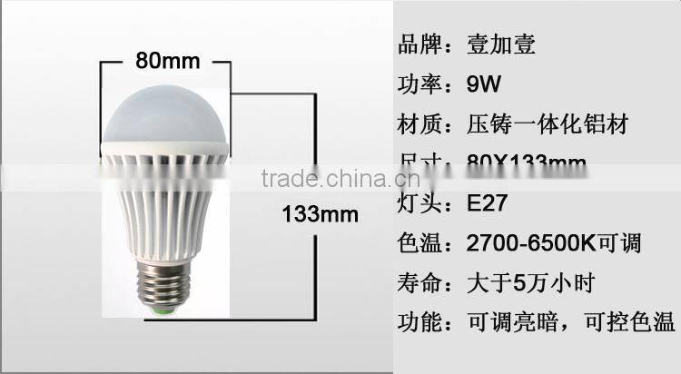 New 2.4G Wireless E27 6W/9W/12W led lighting Bulb Lamp light with Remote controller(6W)